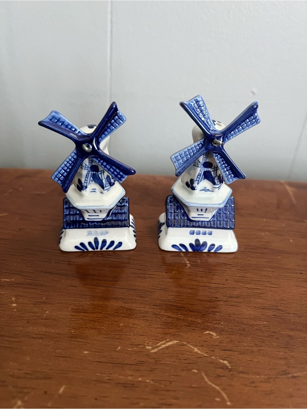 Dutch Delft Blue & White Windmill 3" Tall Pair Collectible Salt and Pepper Shake